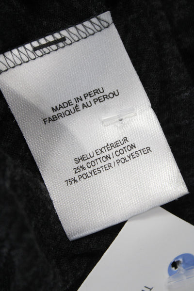 Helmut Lang Women Black Tunic Top Scoop Neck Short Sleeve Cotton Blend Size 0P