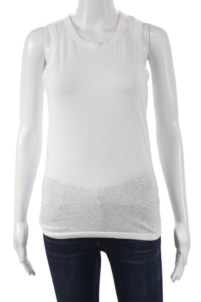 J Crew Womens White Sleeveless Basic Tank Crew Neck Cotton Size S