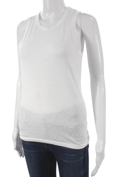 J Crew Womens White Sleeveless Basic Tank Crew Neck Cotton Size S