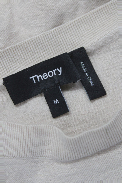 Theory Womens Pullover Sweater Beige Wool Crew Neck Short Sleeve Size M