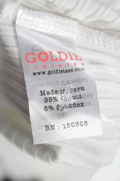 Goldie Women White Basic Polo Collared Short Sleeve Cotton Size M