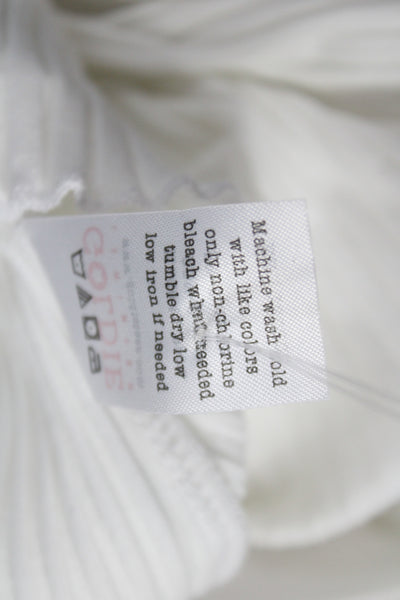Goldie Women White Basic Polo Collared Short Sleeve Cotton Size M