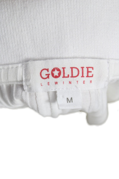 Goldie Women White Basic Polo Collared Short Sleeve Cotton Size M