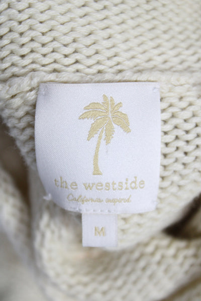 The Westside Womens Cowl Neck Striped Pullover Sweater Blue Cotton Size M