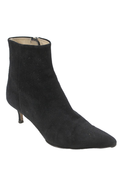 Theory Womens Suede Pointed Toe Zip Up Ankle Boots Black Size 38 8
