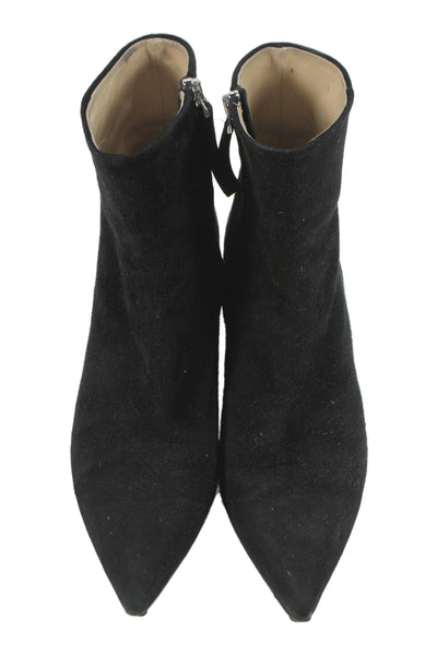 Theory Womens Suede Pointed Toe Zip Up Ankle Boots Black Size 38 8