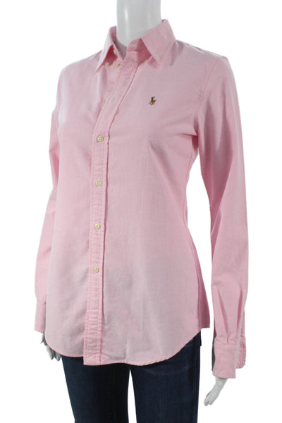 Ralph Lauren Black Label Womens Collared Cotton Button-Up Pink Size XS
