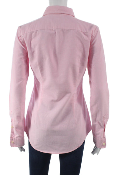 Ralph Lauren Black Label Womens Collared Cotton Button-Up Pink Size XS