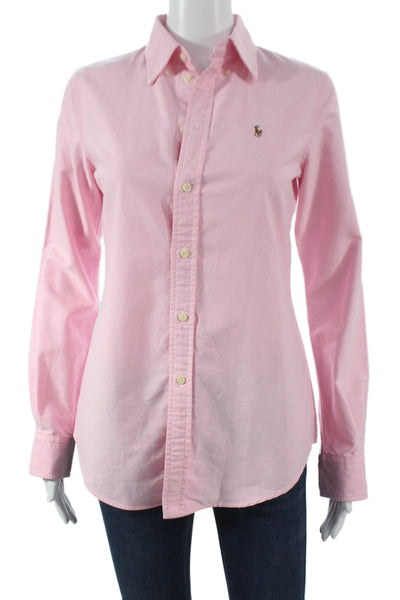 Ralph Lauren Women Basic Button-Up Pink Collared Long Sleeve Cotton Size XS