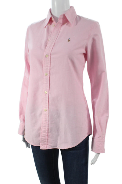 Ralph Lauren Women Basic Button-Up Pink Collared Long Sleeve Cotton Size XS