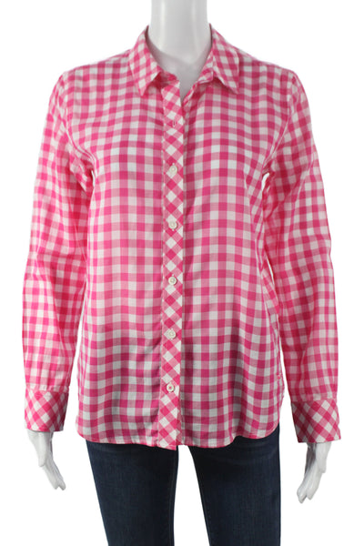 Vineyard Vines Women Button-Up Collared Check Cotton Long Sleeve Pink Size 2