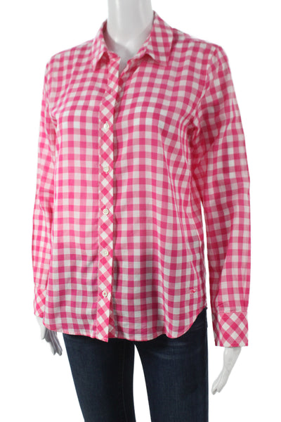 Vineyard Vines Women Button-Up Collared Check Cotton Long Sleeve Pink Size 2