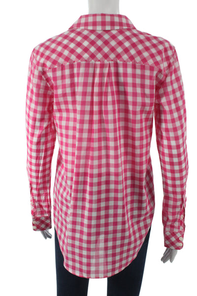 Vineyard Vines Women Button-Up Collared Check Cotton Long Sleeve Pink Size 2