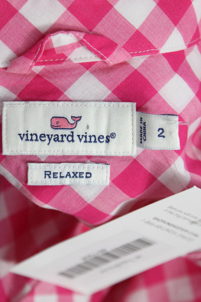Vineyard Vines Women Button-Up Collared Check Cotton Long Sleeve Pink Size 2