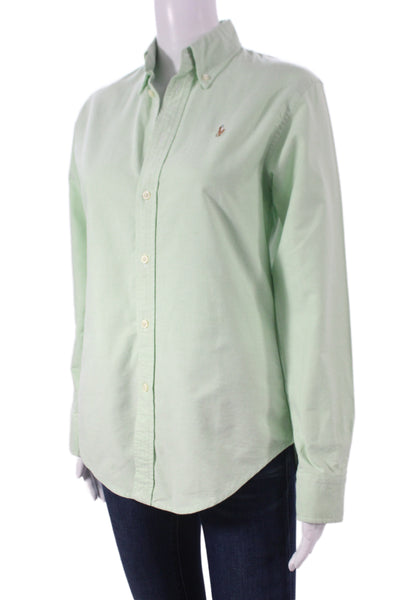 Polo Ralph Lauren Women Collared Button-Up Green Cotton Long Sleeve Size XS