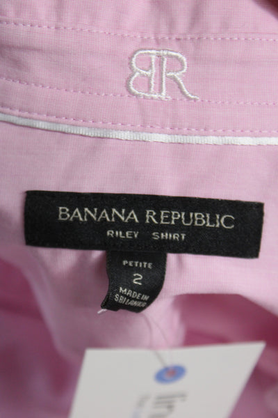 Banana Republic Womens Pink Collared Button-Up Long Sleeve Cotton Petite Size 2