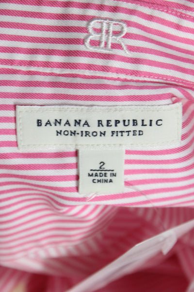 Banana Republic Womens Striped Collared Cotton Buttonup Long Sleeve Pink Size 2