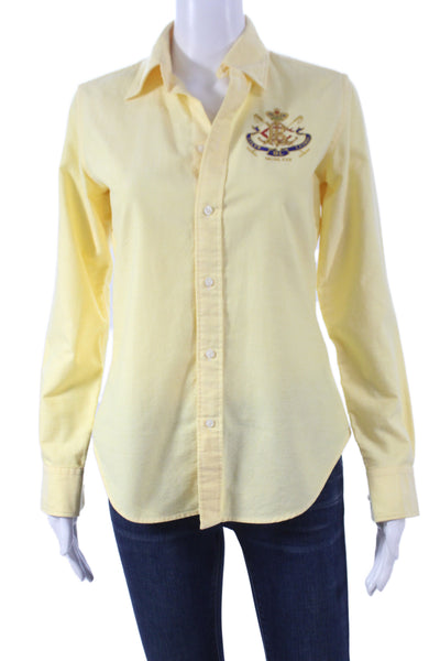 Ralph Lauren Polo Sport Womens Button-Up Long Sleeve Yellow Cotton Size 2