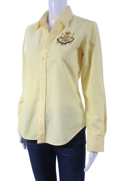 Ralph Lauren Polo Sport Womens Button-Up Long Sleeve Yellow Cotton Size 2