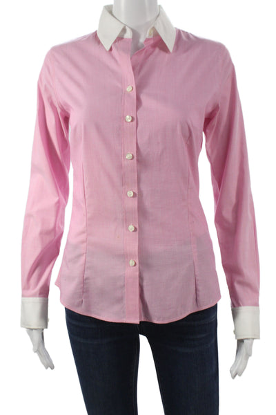 Banana Republic Womens Pink Collared Button-Up Long Sleeve Cotton Top Size 0