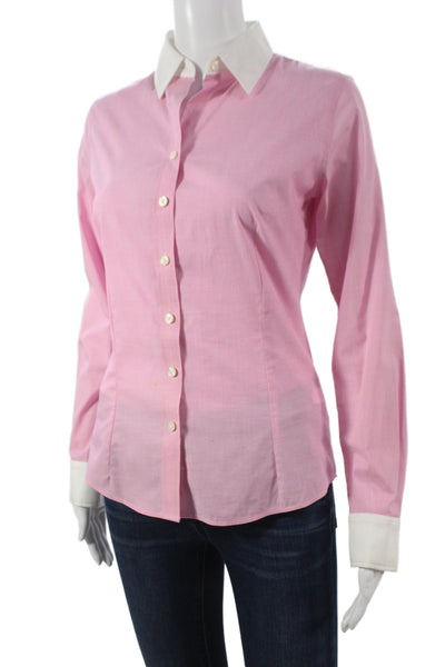 Banana Republic Womens Pink Collared Button-Up Long Sleeve Cotton Top Size 0