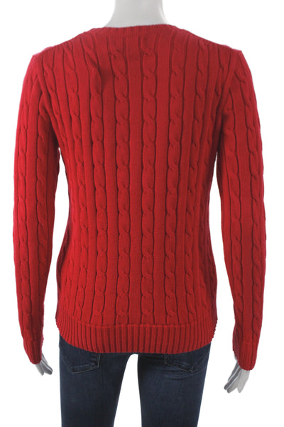 Polo Ralph Lauren Women Red Cotton Pullover Sweater Long Sleeve Size S