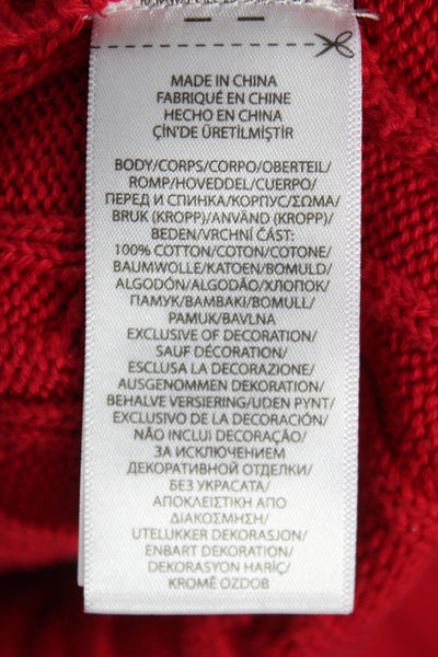 Polo Ralph Lauren Women Red Cotton Pullover Sweater Long Sleeve Size S