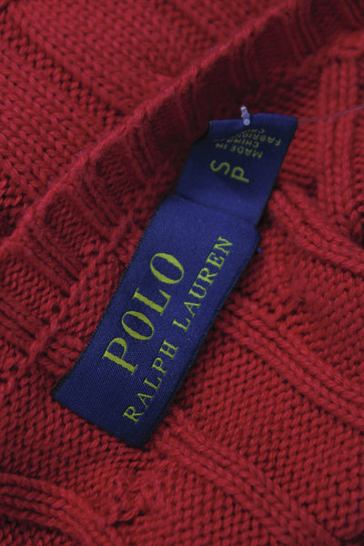 Polo Ralph Lauren Women Red Cotton Pullover Sweater Long Sleeve Size S