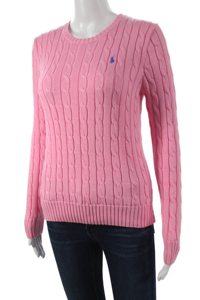 Polo Ralph Lauren Women Pink Cotton Pullover Sweater Long Sleeve Size S Petite