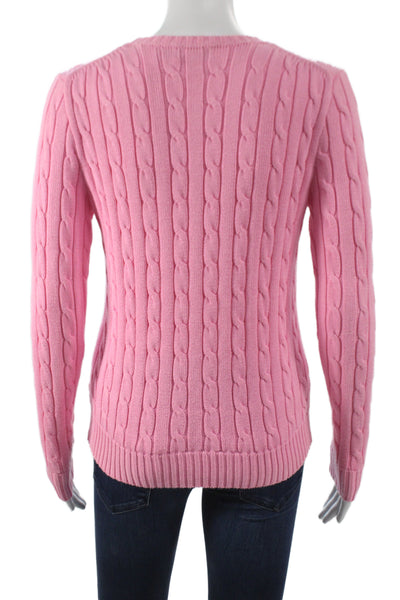Polo Ralph Lauren Women Pink Cotton Pullover Sweater Long Sleeve Size S Petite
