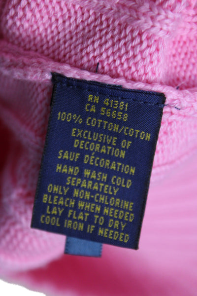 Polo Ralph Lauren Women Pink Cotton Pullover Sweater Long Sleeve Size S Petite