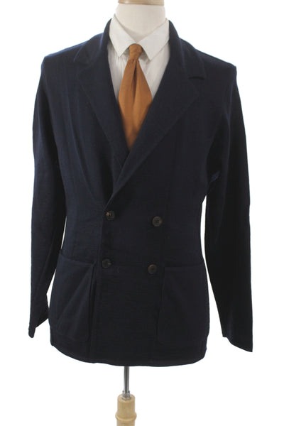 Bugatchi Men Blazer Blue Merino Wool Button Solid Classic Size M