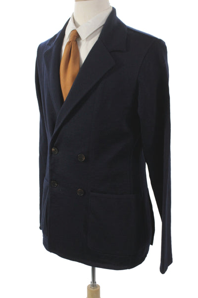 Bugatchi Men Blazer Blue Merino Wool Button Solid Classic Size M