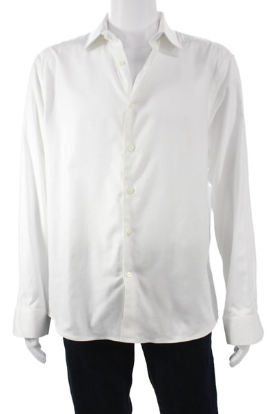 Banana Republic Mens Cotton Collared Long Sleeve Button-Down Shirt White Size L