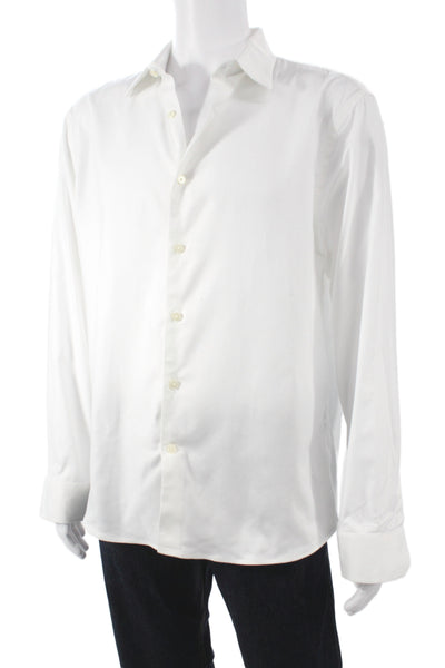 Banana Republic Mens Cotton Collared Long Sleeve Button-Down Shirt White Size L