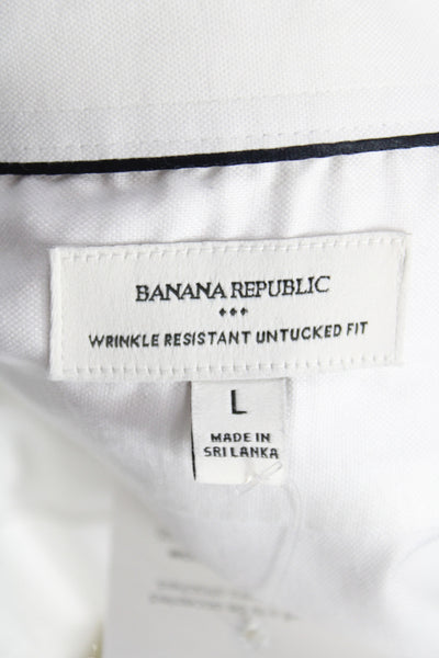 Banana Republic Mens Cotton Collared Long Sleeve Button-Down Shirt White Size L