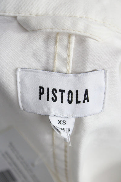 Pistola Womens Jumpsuit White Short Sleeve Cotton Utility Solid Size XS
