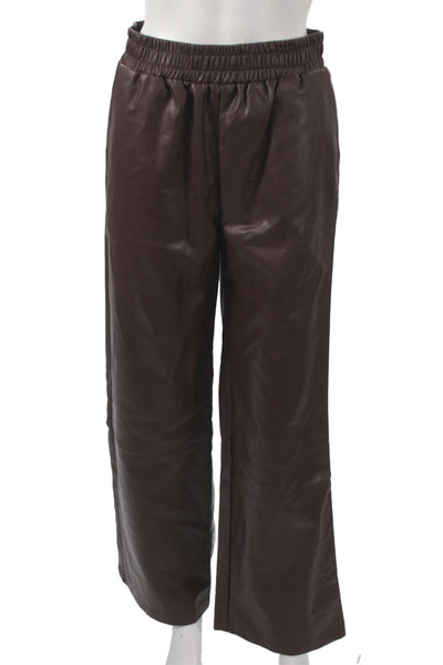 We're All Pretty Girls Women Jogger Pants Brown Pull On 50% PU Size S