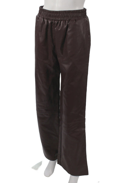 We're All Pretty Girls Women Jogger Pants Brown Pull On 50% PU Size S