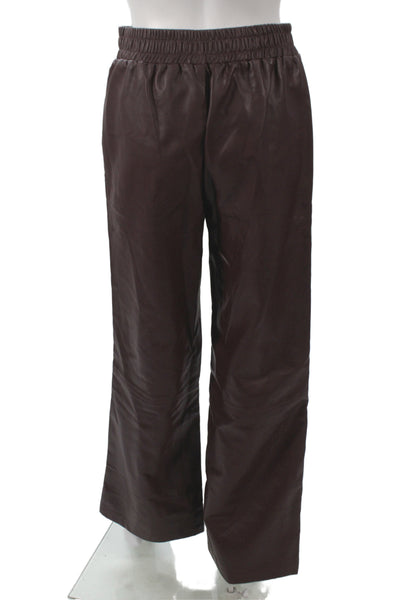 We're All Pretty Girls Women Jogger Pants Brown Pull On 50% PU Size S