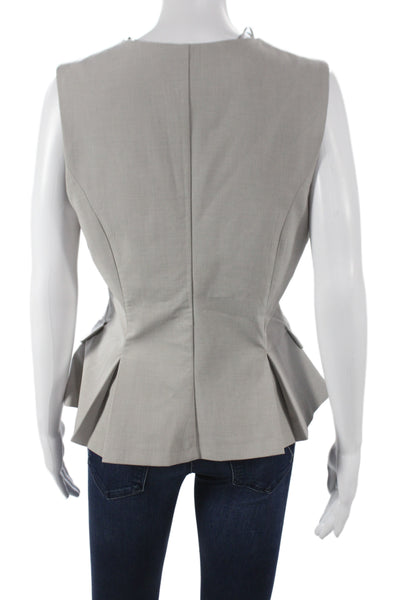 Zara Women V Neck Sleeveless Blouse Vest Gray Viscose Zip Business Size L