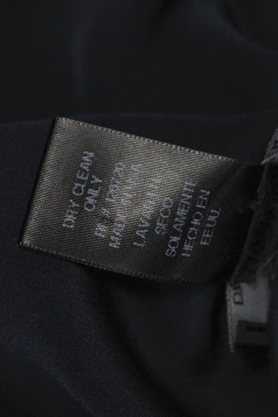 David Lerner Womens Black Silk Basic Blouse Long Sleeve Round Neck Size XS