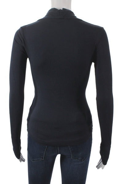 Bailey 44 Womens Jersey V Neck Long Sleeve Black Blouse Size XS