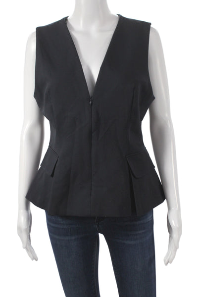 Zara Women Basic Sleeveless V-Neck Tank Black Business Size L