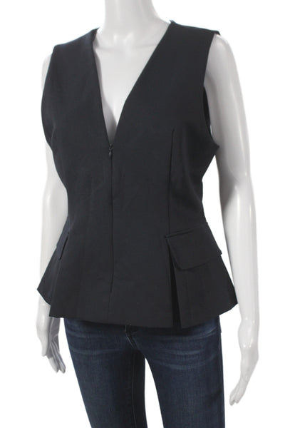 Zara Women Basic Sleeveless V-Neck Tank Black Business Size L