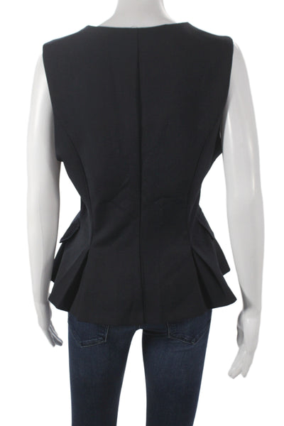 Zara Women Basic Sleeveless V-Neck Tank Black Business Size L