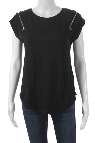 DKNY Womens Black Jersey Sleeveless Round Neck T-Shirt Size S