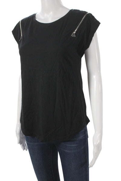 DKNY Womens Black Jersey Sleeveless Round Neck T-Shirt Size S