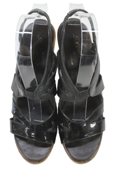 Robert Clergerie Womens Leather Block Platform Heels Shoes Black Size 8B