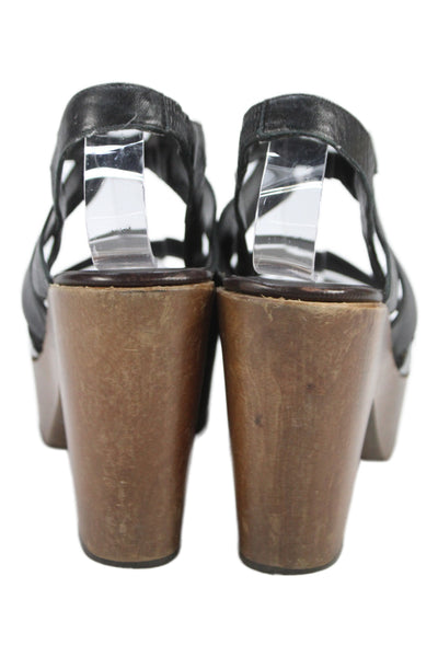 Robert Clergerie Womens Leather Block Platform Heels Shoes Black Size 8B